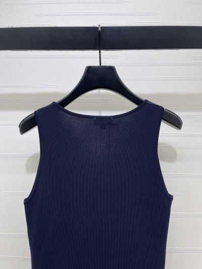 Chanel Crew Neck Sleeveless Dress in Navy