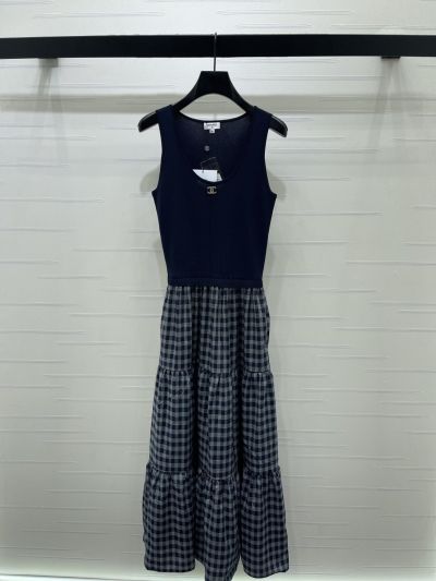 Chanel Crew Neck Sleeveless Dress in Navy