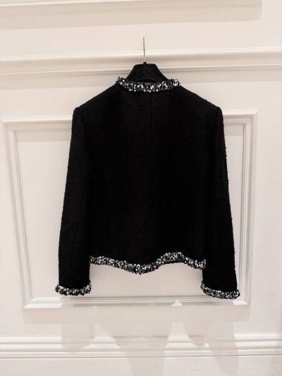 Chanel Crew Neck Tweed Cardigan in Black