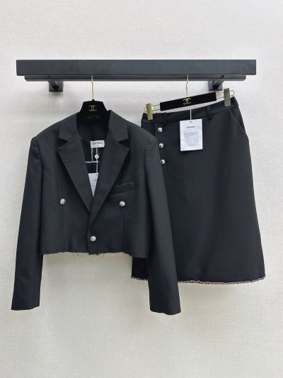 Chanel Cropped Double-Breasted Coat in Black