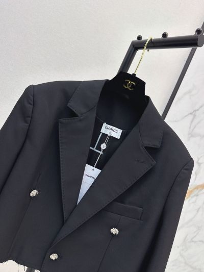 Chanel Cropped Double-Breasted Coat in Black