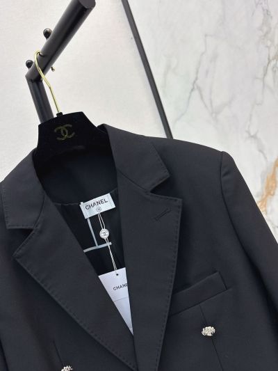 Chanel Cropped Double-Breasted Coat in Black