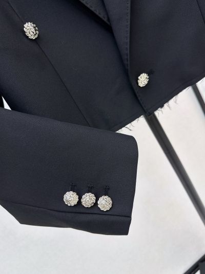 Chanel Cropped Double-Breasted Coat in Black