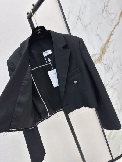 Chanel Cropped Double-Breasted Coat in Black