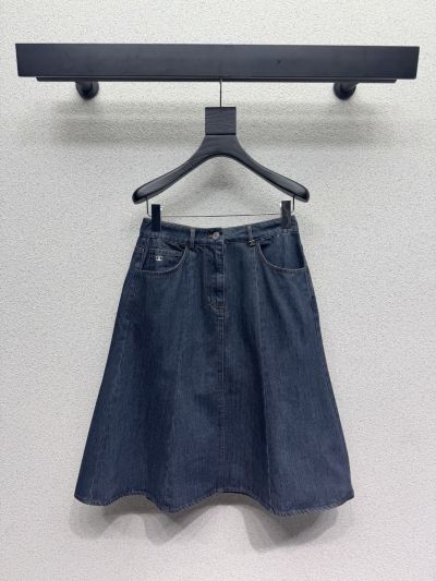 Chanel Denim A-Line Skirt in Navy