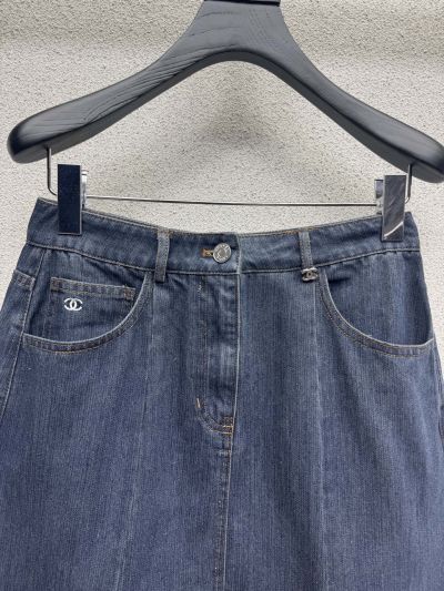Chanel Denim A-Line Skirt in Navy