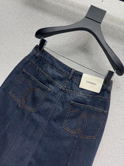 Chanel Denim A-Line Skirt in Navy