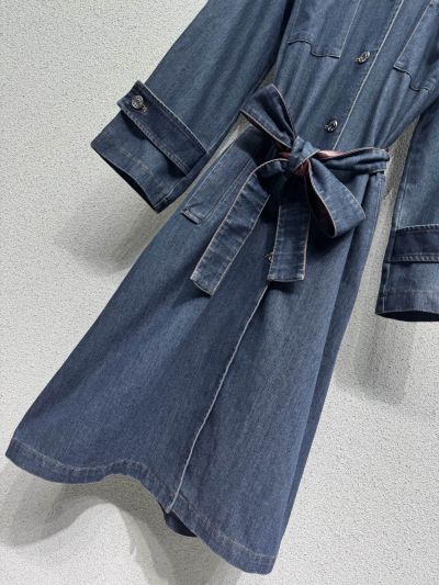 Chanel Denim Belted Coat in Navy
