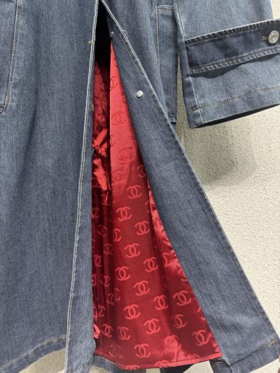 Chanel Denim Belted Coat in Navy