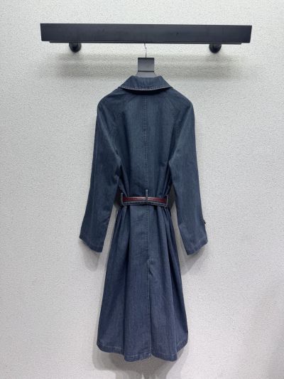 Chanel Denim Belted Coat in Navy