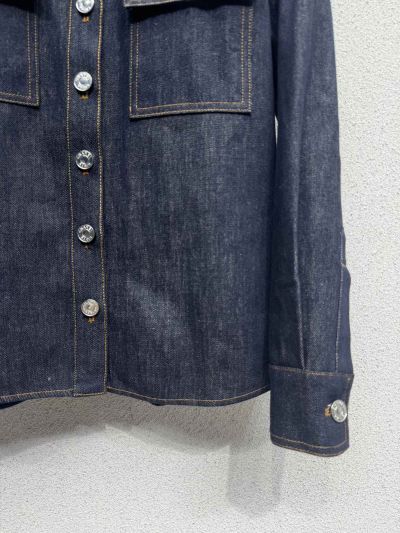 Chanel Denim Button-Front Jacket in Navy