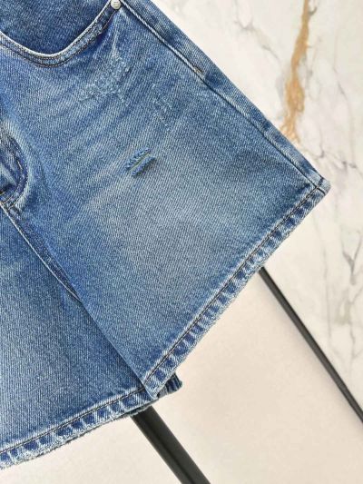 Chanel Denim Button-Front Pants in Blue