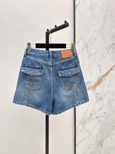 Chanel Denim Button-Front Pants in Blue
