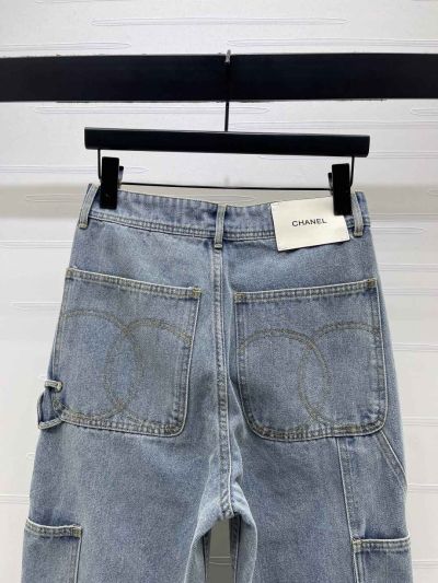 Chanel Denim Cargo Pants in Light Blue