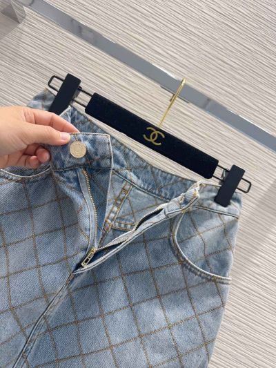Chanel Denim Quilted Skirt in Light Blue