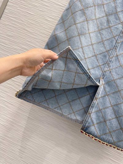 Chanel Denim Quilted Skirt in Light Blue