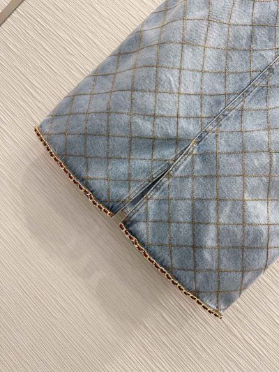 Chanel Denim Quilted Skirt in Light Blue