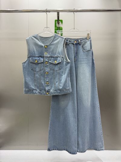 Chanel Denim Sleeveless Coat in Light Blue