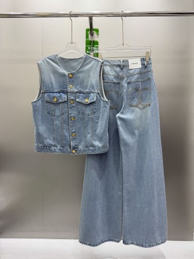 Chanel Denim Sleeveless Coat in Light Blue