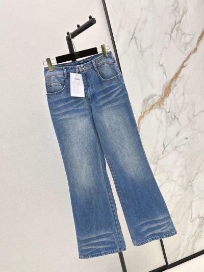 Chanel Denim Wide-Leg Pants in Blue
