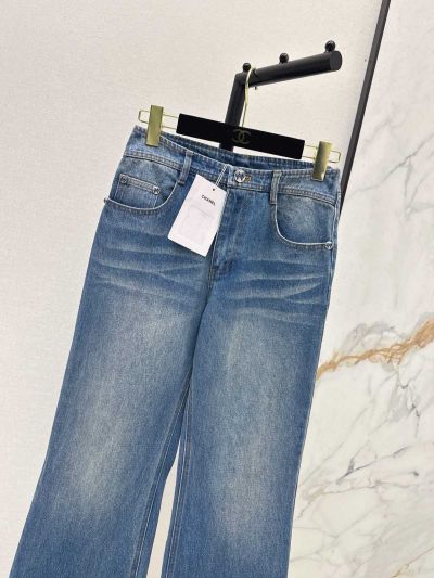 Chanel Denim Wide-Leg Pants in Blue