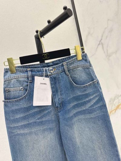 Chanel Denim Wide-Leg Pants in Blue