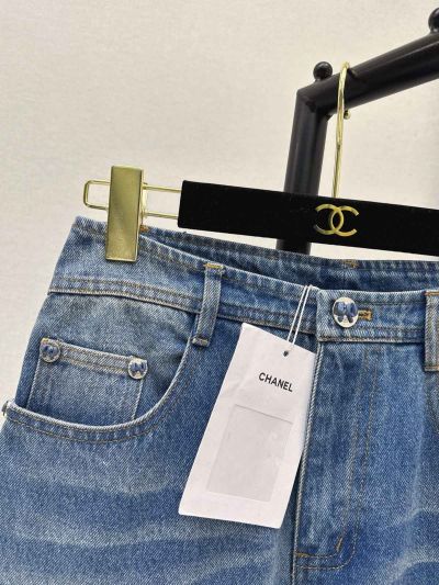 Chanel Denim Wide-Leg Pants in Blue