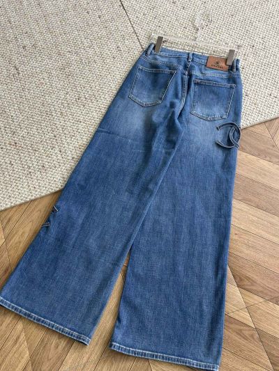 Chanel Denim Wide-Leg Pants in Blue