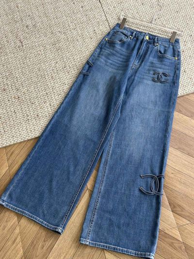 Chanel Denim Wide-Leg Pants in Blue