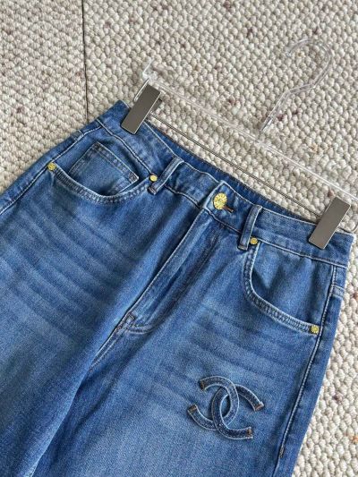 Chanel Denim Wide-Leg Pants in Blue