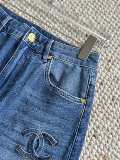 Chanel Denim Wide-Leg Pants in Blue