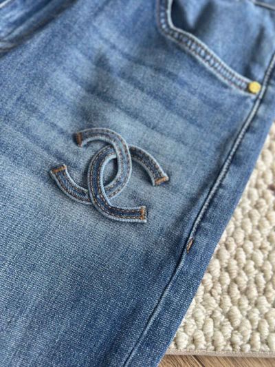 Chanel Denim Wide-Leg Pants in Blue