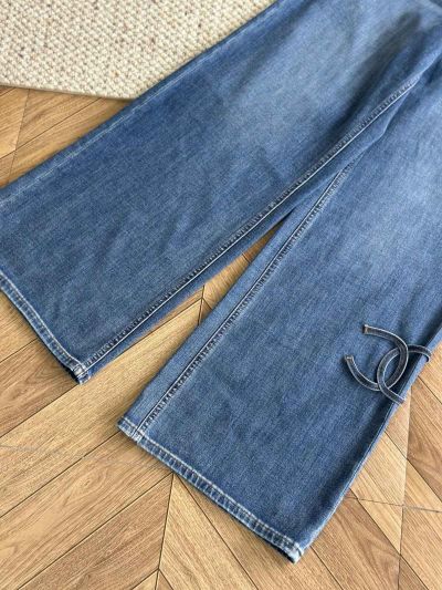 Chanel Denim Wide-Leg Pants in Blue