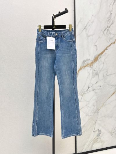 Chanel Denim Wide-Leg Pants in Light Blue