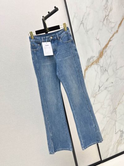 Chanel Denim Wide-Leg Pants in Light Blue