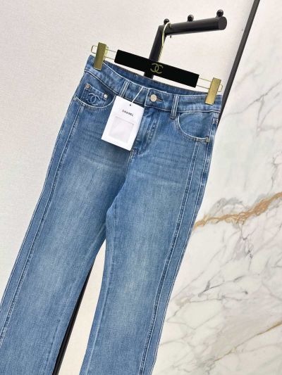 Chanel Denim Wide-Leg Pants in Light Blue