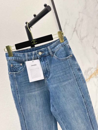 Chanel Denim Wide-Leg Pants in Light Blue