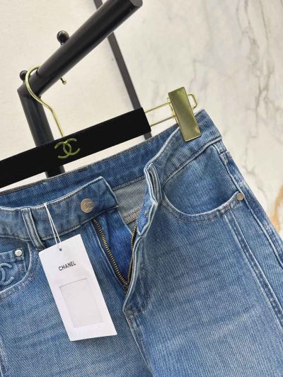 Chanel Denim Wide-Leg Pants in Light Blue