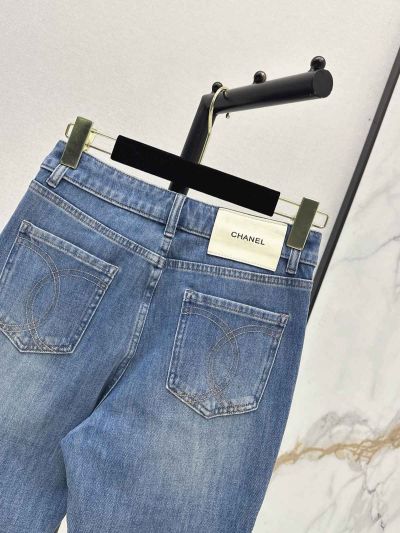 Chanel Denim Wide-Leg Pants in Light Blue