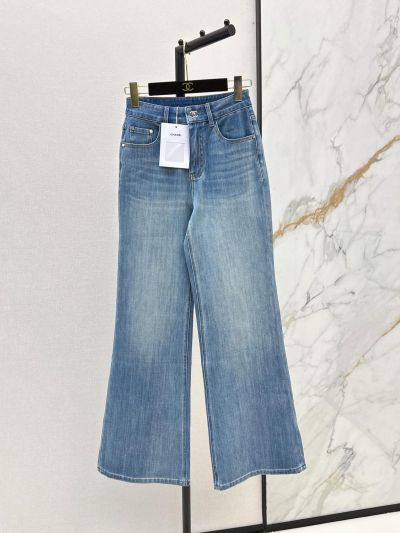 Chanel Denim Wide-Leg Pants in Light Blue
