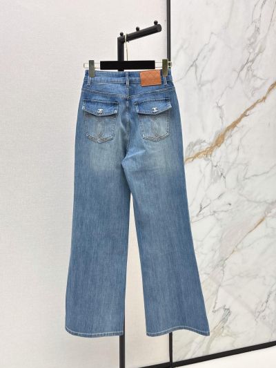 Chanel Denim Wide-Leg Pants in Light Blue