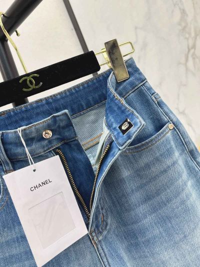 Chanel Denim Wide-Leg Pants in Light Blue