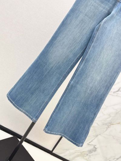 Chanel Denim Wide-Leg Pants in Light Blue