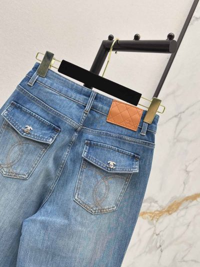 Chanel Denim Wide-Leg Pants in Light Blue