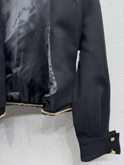 Chanel Double-Breasted Contrast-Trim Blazer in White and Navy