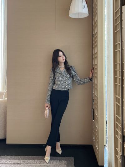 Chanel Double-Breasted Monogram Jacket in White