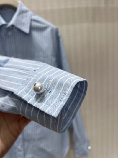 Chanel Embroidered Button-Front Shirt in Blue