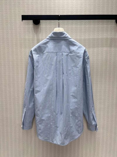 Chanel Embroidered Button-Front Shirt in Blue
