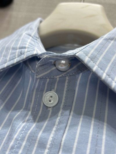 Chanel Embroidered Button-Front Shirt in Blue