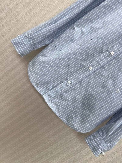 Chanel Embroidered Button-Front Shirt in Blue